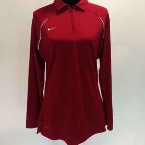 Nike womens dri-fit half zip top brick res Sz Lrg